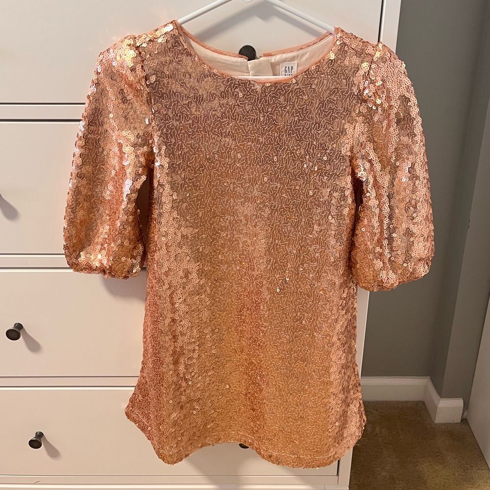 Mid Length Rose Gold Sequin Dress